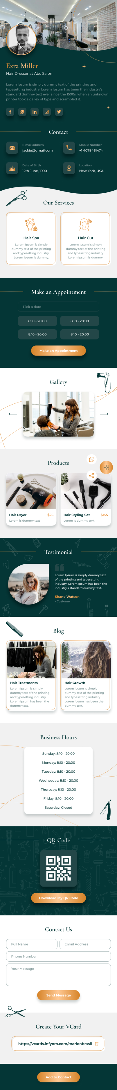 VCard.Online – Salon Templates