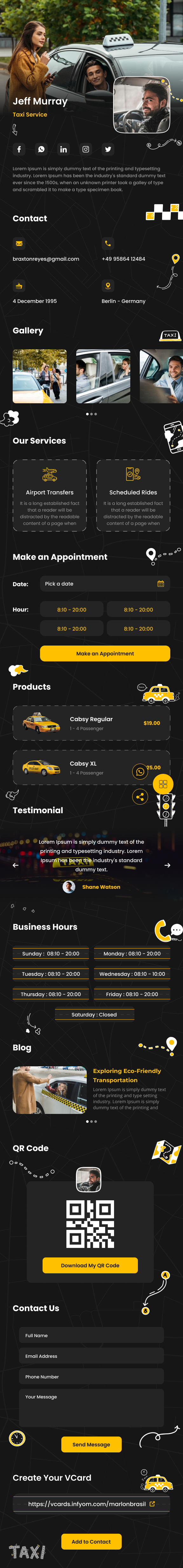 VCard.Online – Taxi Service Template