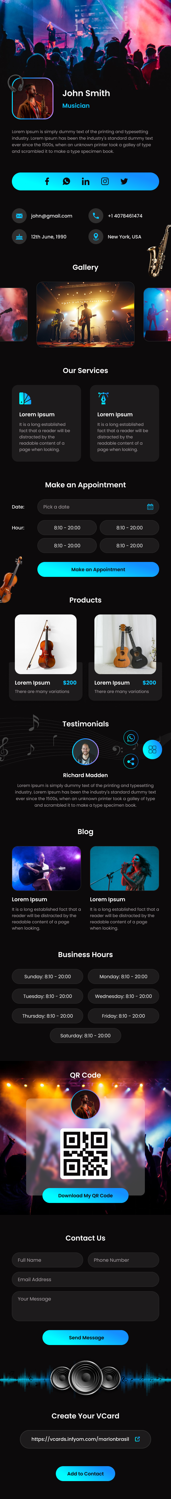 VCard.Online – Musician Templates