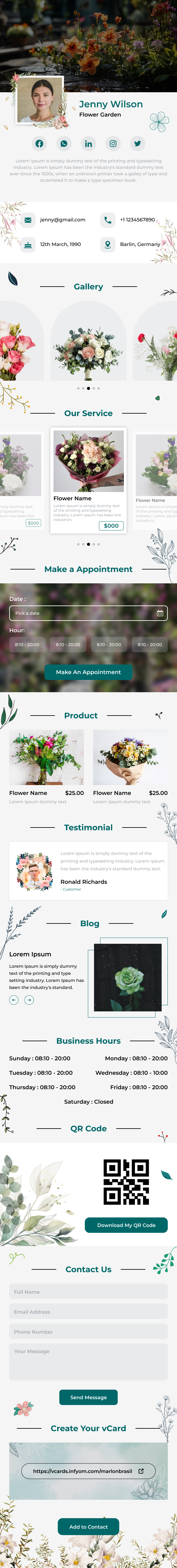 VCard.Online – Flower Garden Template